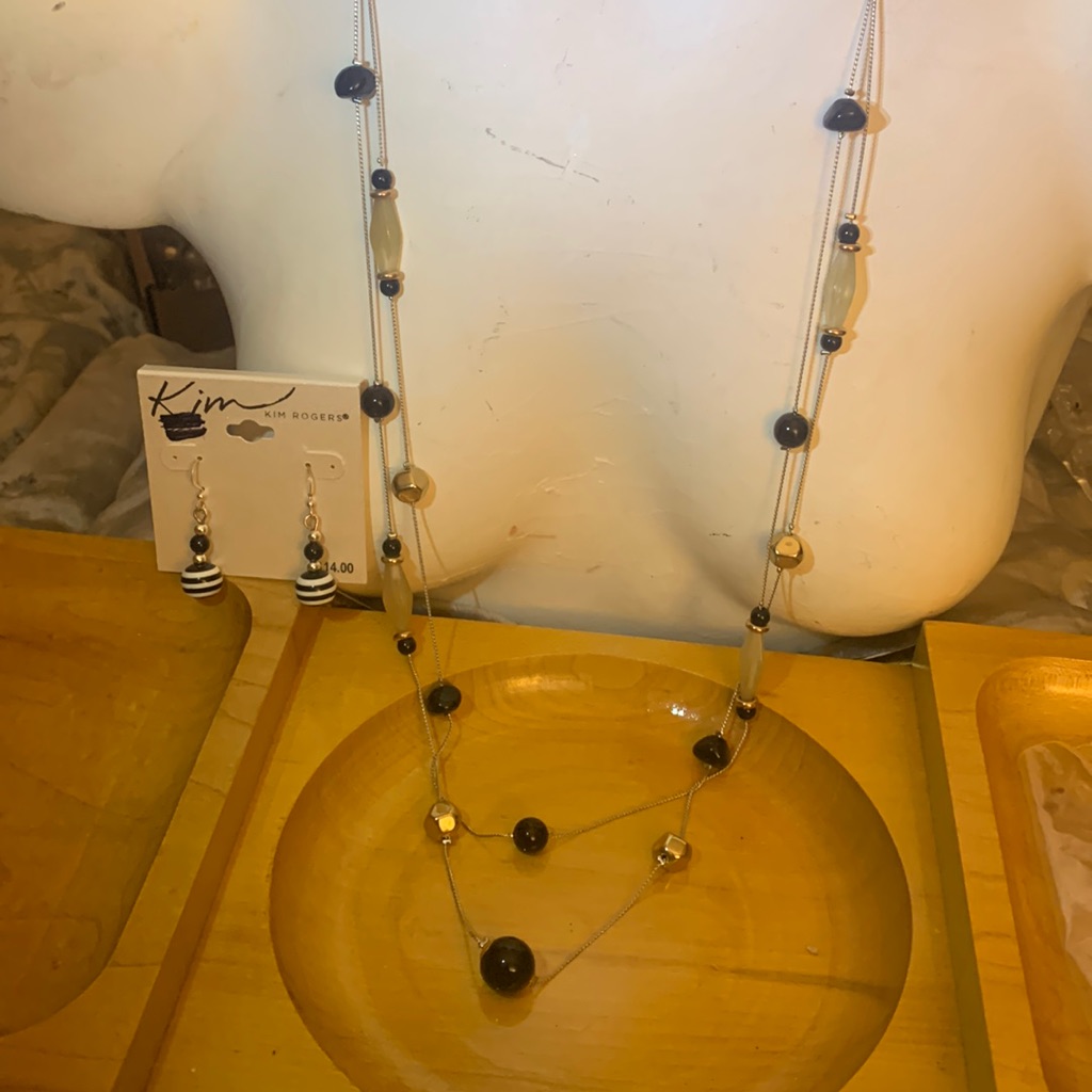 Nwt Kim Rogers Double Necklace &Earring Set